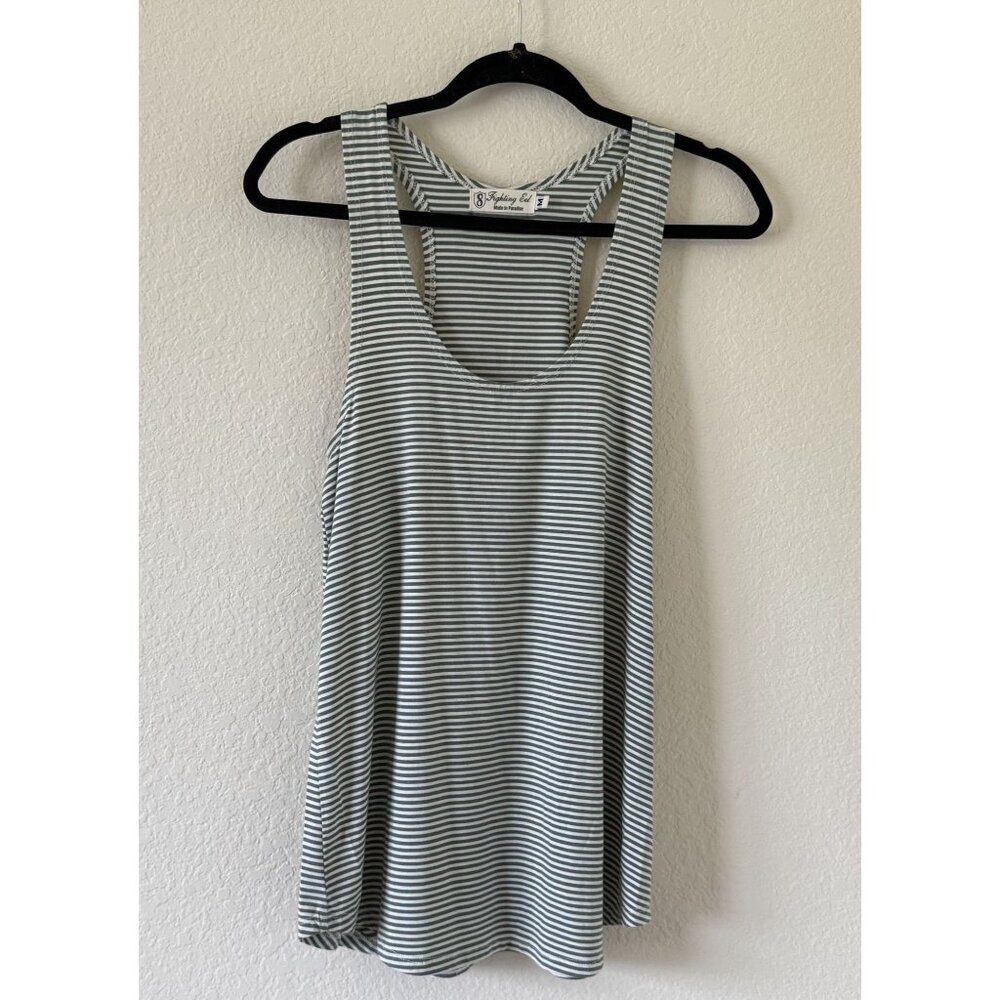 Fighting Eel‎ Women's Olive Green Cream Striped Tank Top size Medium Boho